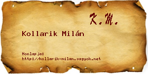Kollarik Milán névjegykártya